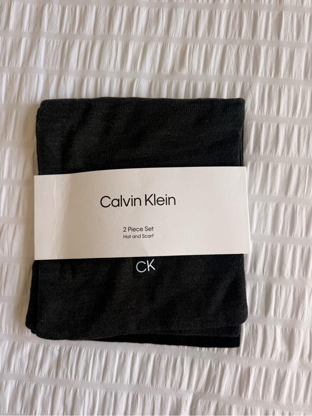 Calvin Klein Black Knit Hat & Scarf Set